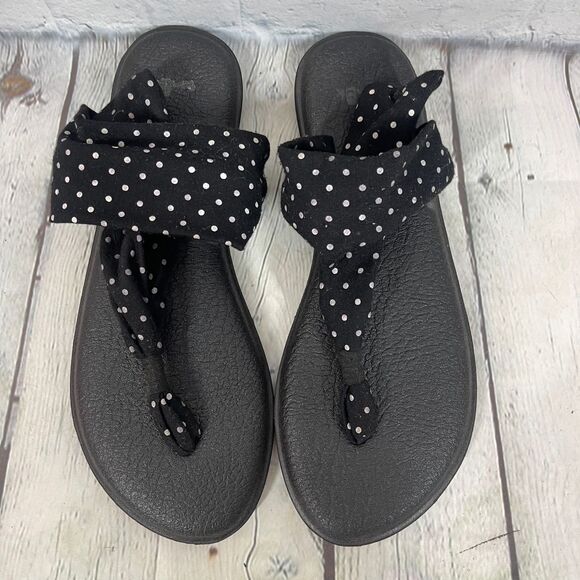Sanuk Sandal Womens Size 10 Yoga Mat Thong Flat Polka Dots Sling Flip Flops - Picture 7 of 11